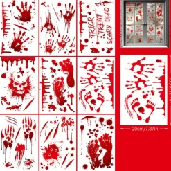 95 PCS Halloween decorations Blood handprint wall stickers cross border small size Halloween party background decoration static stickers
