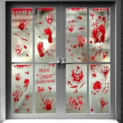 95 PCS Halloween decorations Blood handprint wall stickers cross border small size Halloween party background decoration static stickers