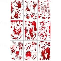 95 PCS Halloween decorations Blood handprint wall stickers cross border small size Halloween party background decoration static stickers
