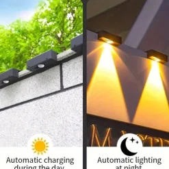 4/8 Pcs High brightness solar waterproof wall lamp, courtyard garden fence decorative wall lamp