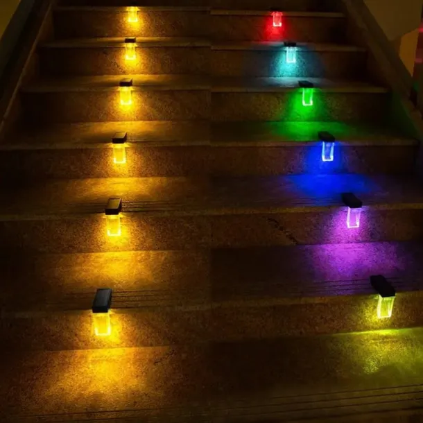 2/4 Pcs LED Solar Outdoor Lights Stair Step Light Waterproof Fence Lights Yard Step Garden Porch Decoration Solar Wall Lamp