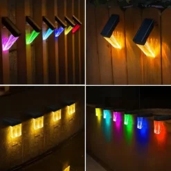 2/4 Pcs LED Solar Outdoor Lights Stair Step Light Waterproof Fence Lights Yard Step Garden Porch Decoration Solar Wall Lamp