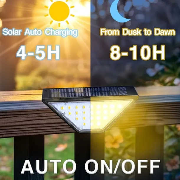 4 Pcs LED Solar Step Landscape Lights Outdoor Fence Light Waterproof Wall Light 24LEDs Home Garden Pathway Lighting Decoration