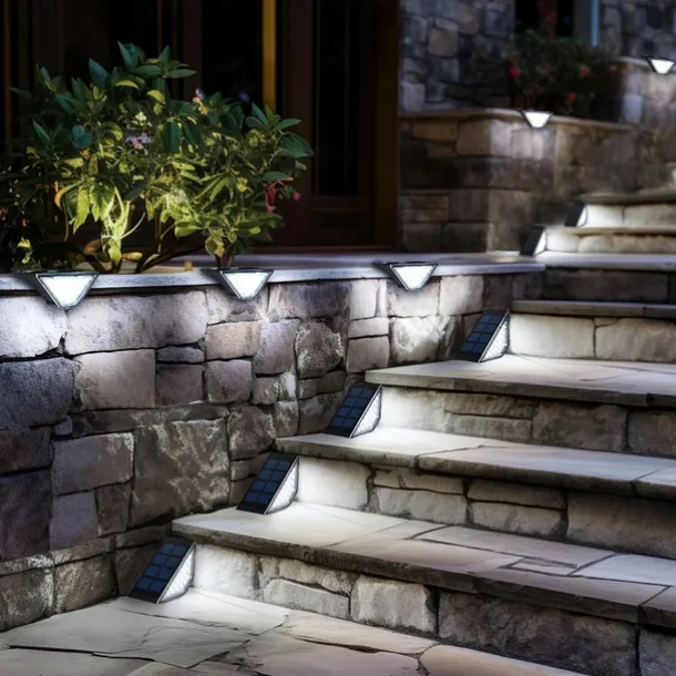 4 Pcs LED Solar Step Landscape Lights Outdoor Fence Light Waterproof Wall Light 24LEDs Home Garden Pathway Lighting Decoration