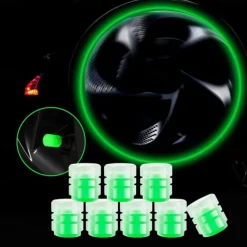 8 PCS Luminous Wheels Cap Tire Valve Stem Glow Luminous at Night Air Caps Cover Fluorescent Illuminated Auto Car Wheel Valve Stem Caps Cover for SUV Motorcycles Truck Vehicle