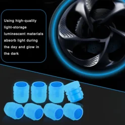 8 PCS Luminous Wheels Cap Tire Valve Stem Glow Luminous at Night Air Caps Cover Fluorescent Illuminated Auto Car Wheel Valve Stem Caps Cover for SUV Motorcycles Truck Vehicle