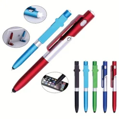 1 PCS Multi-function 4-in-1 Foldable Ballpoint Pen Stylus (Flashlight Support) For Tablet Cellphone Gift For Birthday/Easter/President's Day/Boy/Girlfriends
