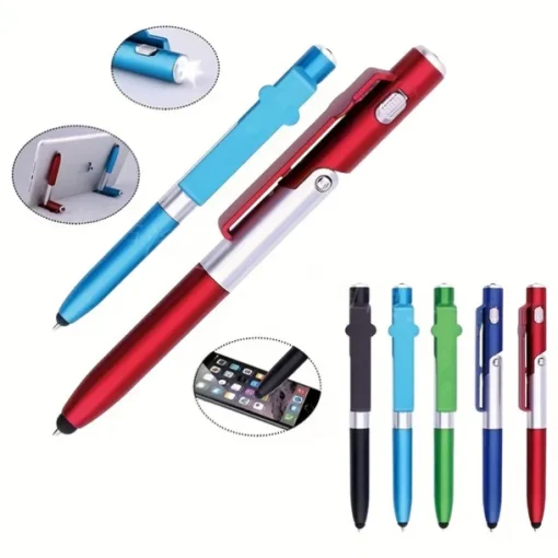 1 PCS Multi-function 4-in-1 Foldable Ballpoint Pen Stylus (Flashlight Support) For Tablet Cellphone Gift For Birthday/Easter/President's Day/Boy/Girlfriends