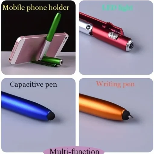 1 PCS Multi-function 4-in-1 Foldable Ballpoint Pen Stylus (Flashlight Support) For Tablet Cellphone Gift For Birthday/Easter/President's Day/Boy/Girlfriends