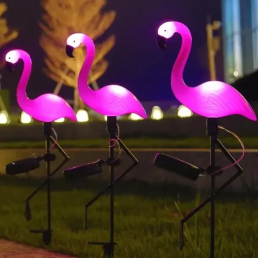 1/3 PCS Outdoor Solar Flamingo Lawn Light Waterproof Garden Light Pink Flamingo Yard Jungle Walkway Landscape Decoration