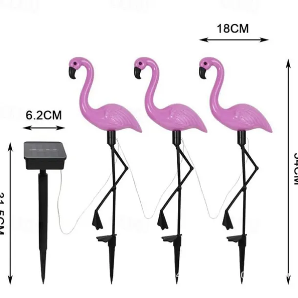 1/3 PCS Outdoor Solar Flamingo Lawn Light Waterproof Garden Light Pink Flamingo Yard Jungle Walkway Landscape Decoration