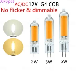 10 Pcs 6pcs Light Blubs Dimmable No Flicker Glass LED G4 COB Bulb 2W 3W 5W AC/DC12V Led lamp Crystal Light Bulb Lampada Lampara Bombilla Ampoule
