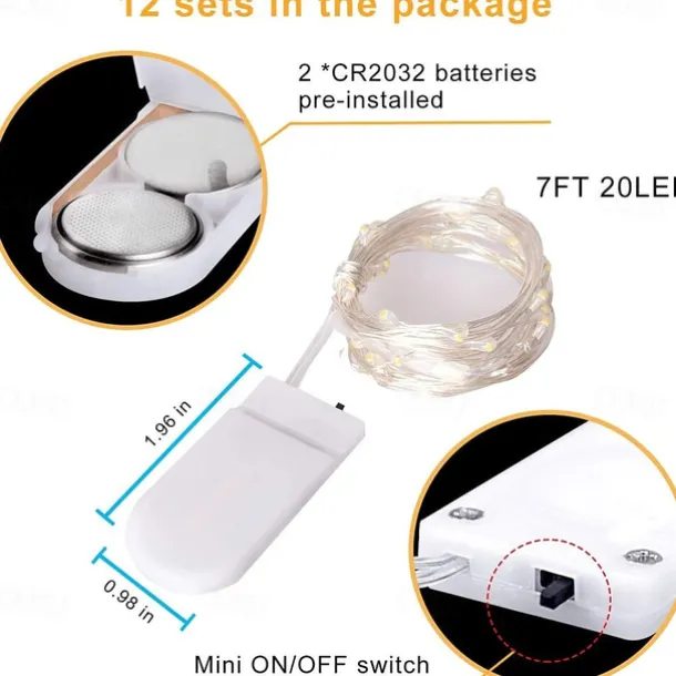 30 PCS 12PCS 6PCS Fairy Lights Battery Operated (Included) 600LED 240LED 120LED Mini String Lights Waterproof Copper Wire Firefly Starry Lights for Halloween Party Christmas Festivals Decorations