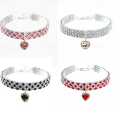 2 Pcs Pearls Diamond Pet Cat Dog Necklace Collar Jewelry with Bling Rhinestones for Pets Cats Small Dogs Female Puppy Chihuahua Yorkies Girl Costume Outfits Adjustable