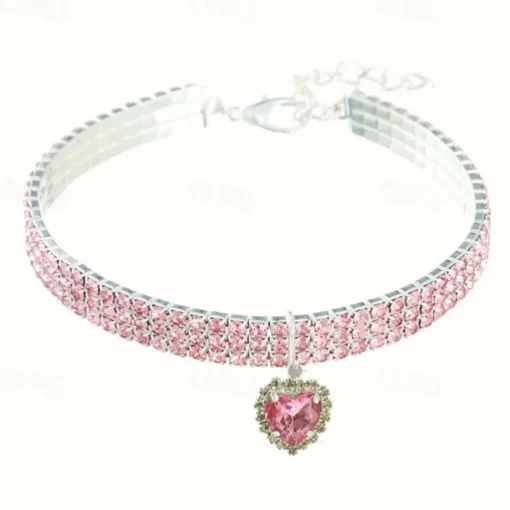 2 Pcs Pearls Diamond Pet Cat Dog Necklace Collar Jewelry with Bling Rhinestones for Pets Cats Small Dogs Female Puppy Chihuahua Yorkies Girl Costume Outfits Adjustable