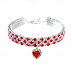 2 Pcs Pearls Diamond Pet Cat Dog Necklace Collar Jewelry with Bling Rhinestones for Pets Cats Small Dogs Female Puppy Chihuahua Yorkies Girl Costume Outfits Adjustable