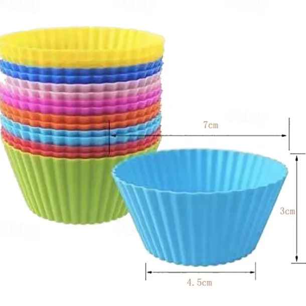 12 Pcs Reusable Silicone Baking Cups Nonstick Muffin Molds for Cake Balls Muffins Cupcakes