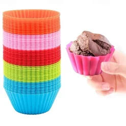 12 Pcs Reusable Silicone Baking Cups Nonstick Muffin Molds for Cake Balls Muffins Cupcakes