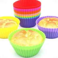 12 Pcs Reusable Silicone Baking Cups Nonstick Muffin Molds for Cake Balls Muffins Cupcakes