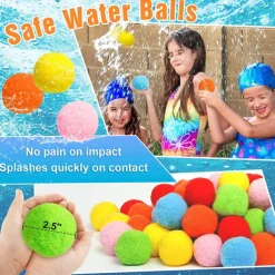 60 Pcs Reusable Water Balls Reusable Water Balloons for Outdoor Toys and Games Water Toys for Kids and Adults Boys and Girls - Summer Toys Ball for Pool and Backyard Fun