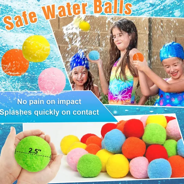 60 Pcs Reusable Water Balls Reusable Water Balloons for Outdoor Toys and Games Water Toys for Kids and Adults Boys and Girls - Summer Toys Ball for Pool and Backyard Fun