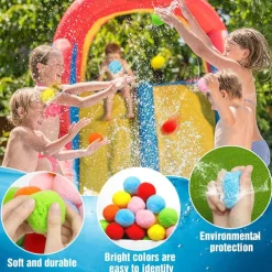 60 Pcs Reusable Water Balls Reusable Water Balloons for Outdoor Toys and Games Water Toys for Kids and Adults Boys and Girls - Summer Toys Ball for Pool and Backyard Fun