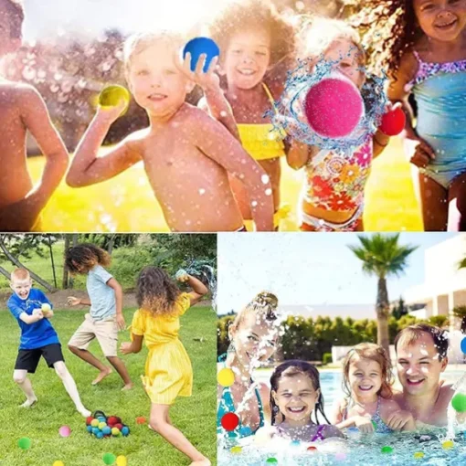 60 Pcs Reusable Water Balls Reusable Water Balloons for Outdoor Toys and Games Water Toys for Kids and Adults Boys and Girls - Summer Toys Ball for Pool and Backyard Fun