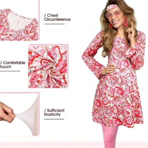 4 Pcs 70s 80s Hippie Costumes Accessories for Women 70's Disco Outfit for Halloween Party Cosplay