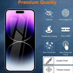 3 pcs Screen Protector For Apple iPhone 16 iPhone 15 Pro Max Plus iPhone 14 13 12 11 Pro Max Mini X XR XS Max 8 7 Plus Tempered Glass Privacy Anti-Spy 9H Hardness Anti-Fingerprint Explosion Proof 3D