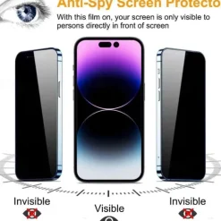 3 pcs Screen Protector For Apple iPhone 16 iPhone 15 Pro Max Plus iPhone 14 13 12 11 Pro Max Mini X XR XS Max 8 7 Plus Tempered Glass Privacy Anti-Spy 9H Hardness Anti-Fingerprint Explosion Proof 3D