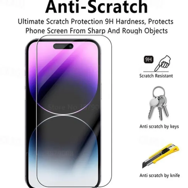 5 pcs Screen Protector For Apple iPhone 16 iPhone 15 14 Pro Max Tempered Glass 9H Hardness Anti-Fingerprint High Definition Explosion Proof 3D Touch Compatible