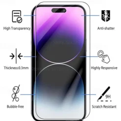 5 pcs Screen Protector For Apple iPhone 16 iPhone 15 14 Pro Max Tempered Glass 9H Hardness Anti-Fingerprint High Definition Explosion Proof 3D Touch Compatible