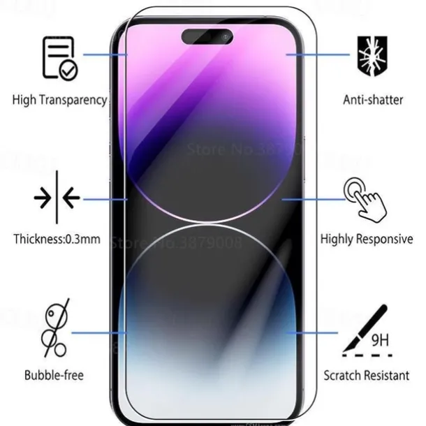 5 pcs Screen Protector For Apple iPhone 16 iPhone 15 14 Pro Max Tempered Glass 9H Hardness Anti-Fingerprint High Definition Explosion Proof 3D Touch Compatible