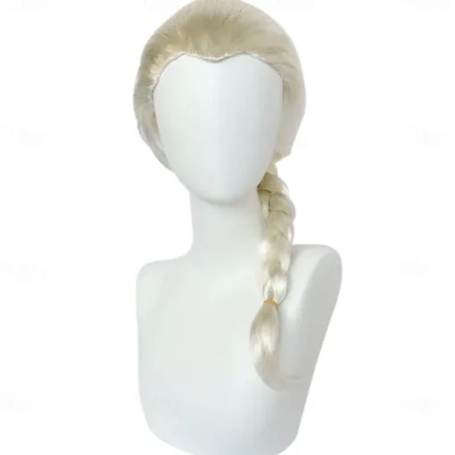 12 Pcs Set kids Elsa Cosplay Wig Long Blonde Princess Braided Wig White Girl Synthetic Wig for Anime Party Wig Cap Halloween Wigs