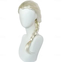 12 Pcs Set kids Elsa Cosplay Wig Long Blonde Princess Braided Wig White Girl Synthetic Wig for Anime Party Wig Cap Halloween Wigs