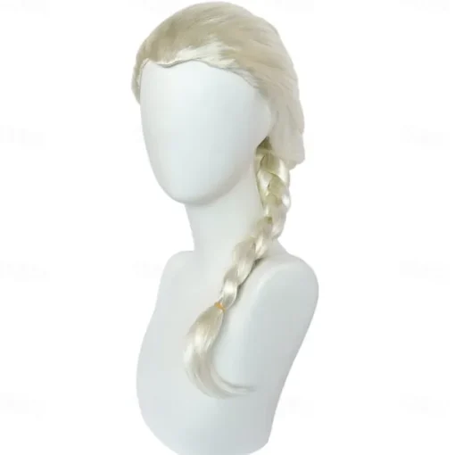 12 Pcs Set kids Elsa Cosplay Wig Long Blonde Princess Braided Wig White Girl Synthetic Wig for Anime Party Wig Cap Halloween Wigs