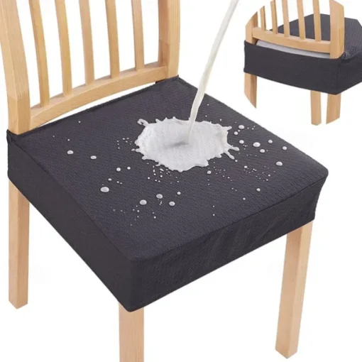 2 Pcs Smiry Waterproof Seat Covers for Dining Room Chairs Set of 4 Stretch Jacquard Removable Washable Chair Seat Slipcovers Protector No Rear Covers