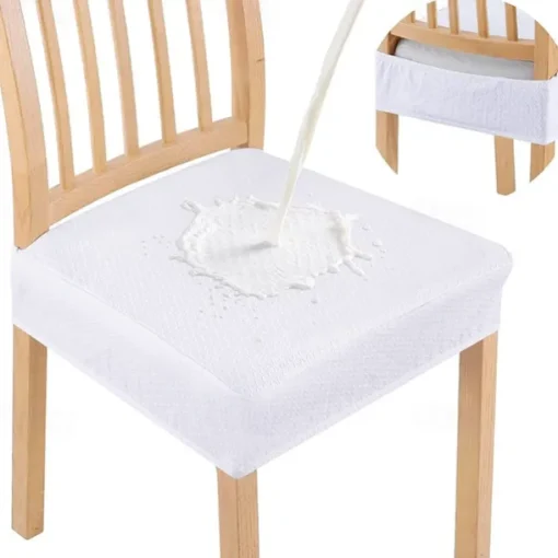 2 Pcs Smiry Waterproof Seat Covers for Dining Room Chairs Set of 4 Stretch Jacquard Removable Washable Chair Seat Slipcovers Protector No Rear Covers