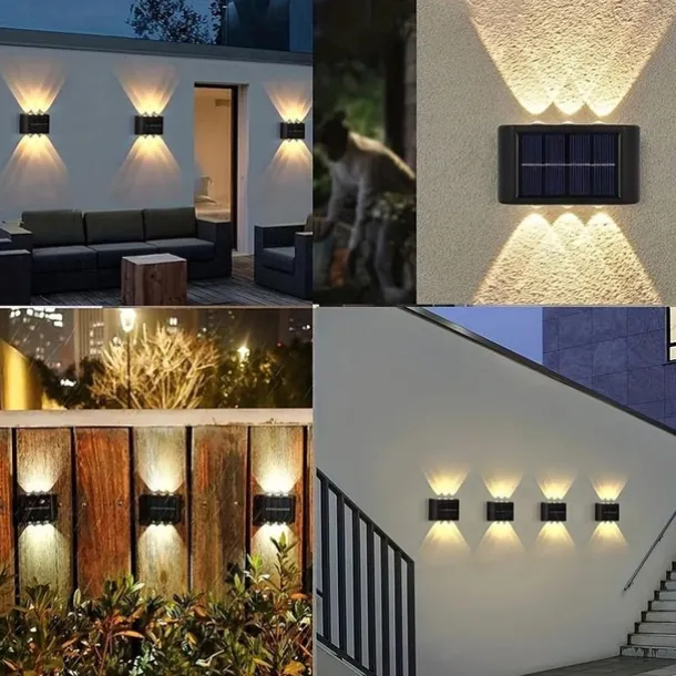 2/4/6 PCS Solar Waterproof Wall Lights, Outdoor 6LED Deck Lights, for Decoration of Courtyards, Streets, Fences, Garages, Gardens, Stairs, Fence Lights