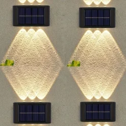 2/4/6 PCS Solar Waterproof Wall Lights, Outdoor 6LED Deck Lights, for Decoration of Courtyards, Streets, Fences, Garages, Gardens, Stairs, Fence Lights