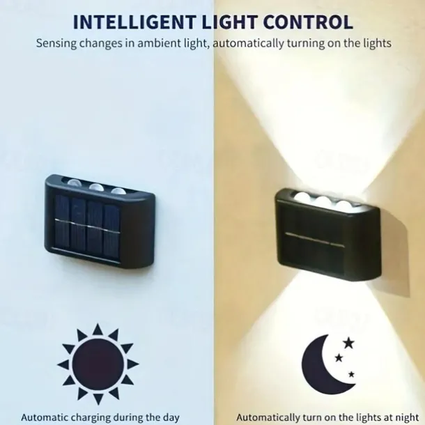 2/4/6 PCS Solar Waterproof Wall Lights, Outdoor 6LED Deck Lights, for Decoration of Courtyards, Streets, Fences, Garages, Gardens, Stairs, Fence Lights