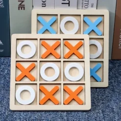 2 pcs Solid Wooden Tic Tac Toe Board Game - Perfect for Family Fun and Backyard Entertainment!