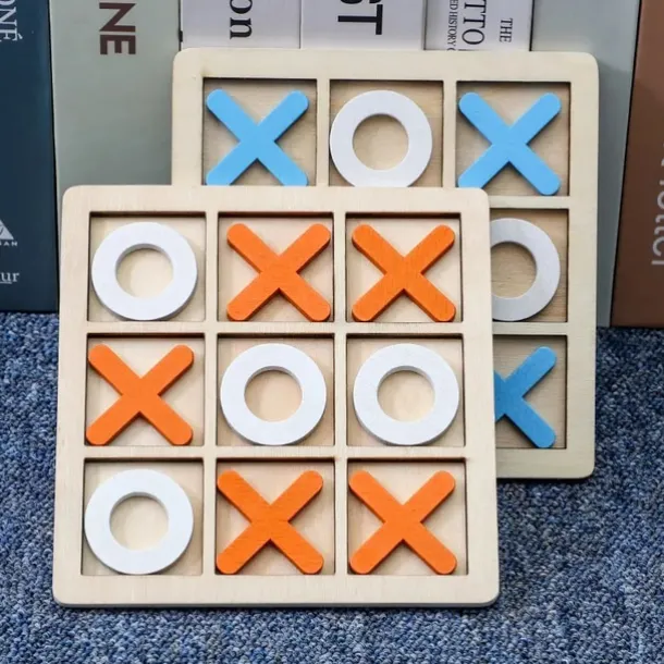 2 pcs Solid Wooden Tic Tac Toe Board Game - Perfect for Family Fun and Backyard Entertainment!