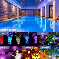 1/2/4 Pcs, Submersible LED Pool Lights with Infrared Sensor, Waterproof Underwater Pool Lights for Inground Pool ,Color Changing Underwater Lights for Ponds Battery Operated