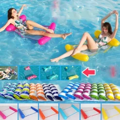 1 pcs Summer Inflatable Foldable Floating Row Swimming Pool Water Hammock Air Mattresses Bed Beach Pool Toy Water Lounge Chair,Inflatable for Pool