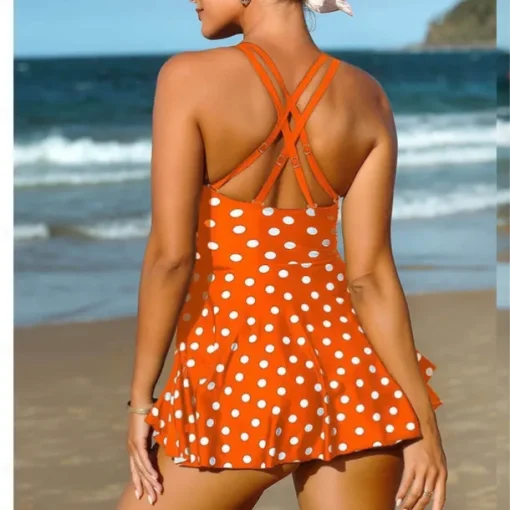 1 pcs Swimwear One-Piece Swimsuits Retro Vintage 1950s Women's Polka Dot Polyester Black Blue Dress