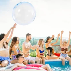 1/2/3 pcs Toy Bubble Ball with pump 27/47 inch Holiday Bouncy Ball Elastic Super Large Beach Balloon Inflatable Funny Toy Ball for Garden Outdoor Indoor Play