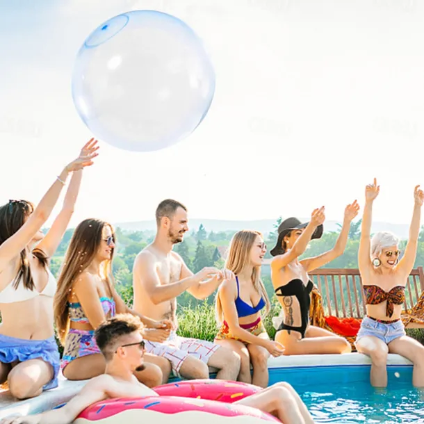 1/2/3 pcs Toy Bubble Ball with pump 27/47 inch Holiday Bouncy Ball Elastic Super Large Beach Balloon Inflatable Funny Toy Ball for Garden Outdoor Indoor Play