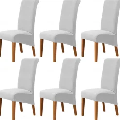 6 Pcs Velvet Plush XL Dining Chair Covers, Burgundy Stretch Chair Cover, Spandex High Back Chair Protector Covers Seat Slipcover with Elastic Band for Dining Room,Wedding