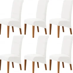 6 Pcs Velvet Plush XL Dining Chair Covers, Burgundy Stretch Chair Cover, Spandex High Back Chair Protector Covers Seat Slipcover with Elastic Band for Dining Room,Wedding